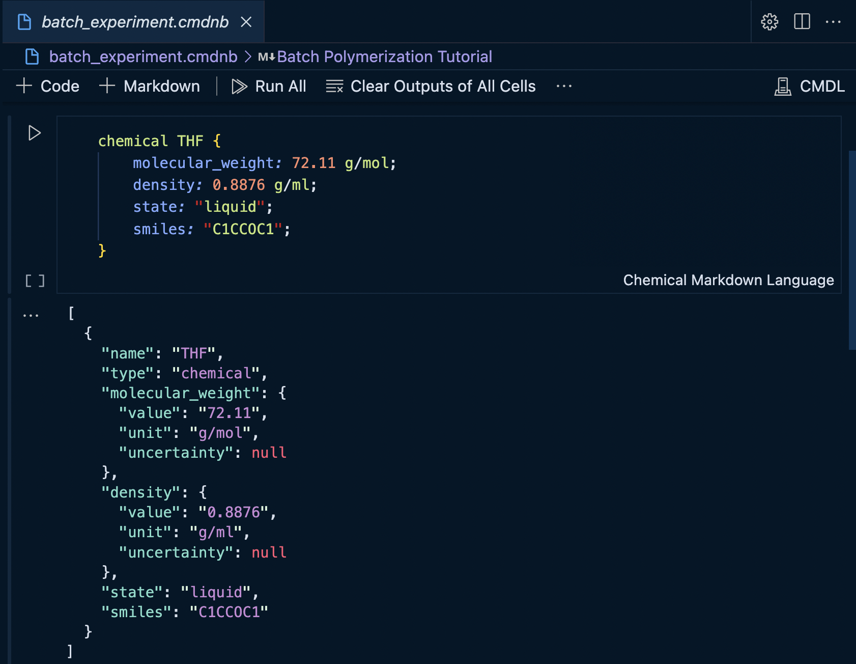 JSON Cell Output