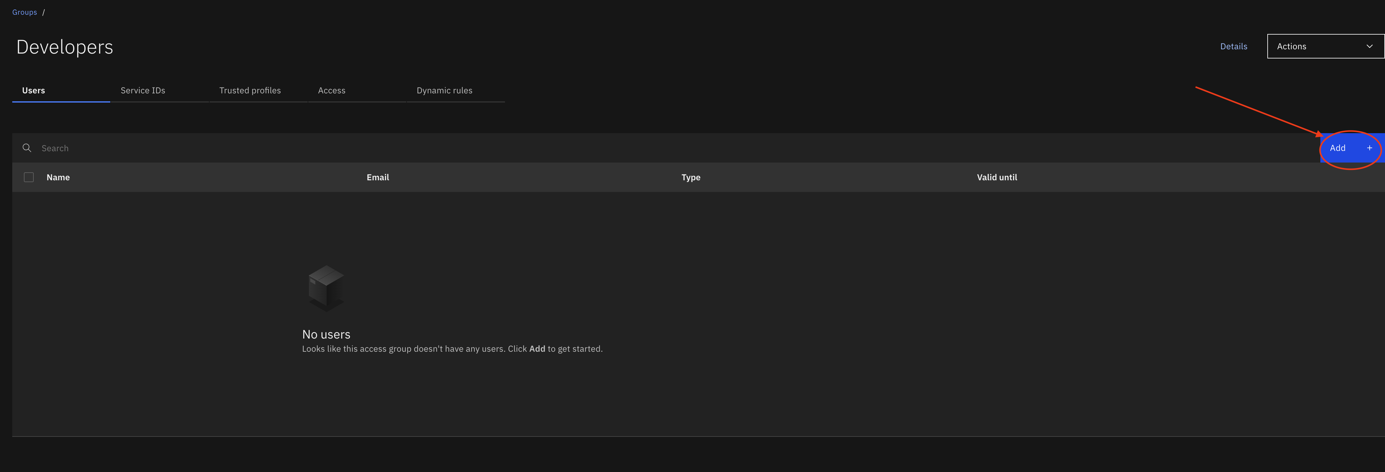 Screenshot of clicking on add members button