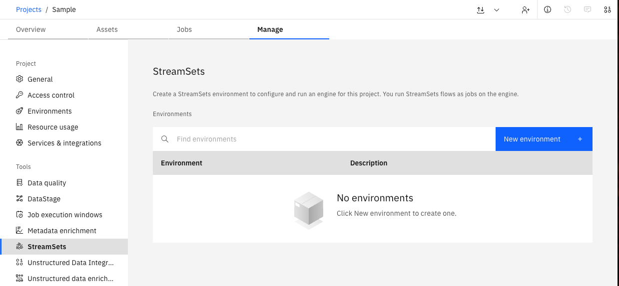 Screenshot of the Environment creation form in the UI