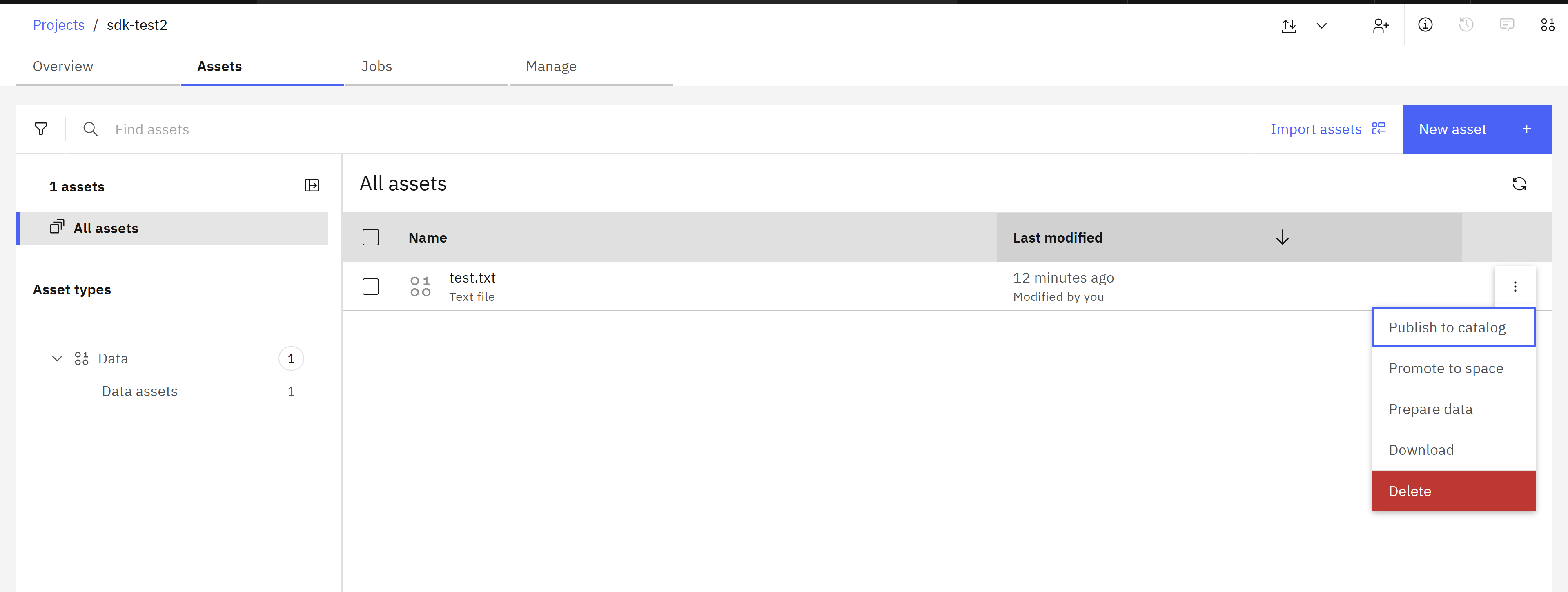 Screenshot of the File deletion in the UI