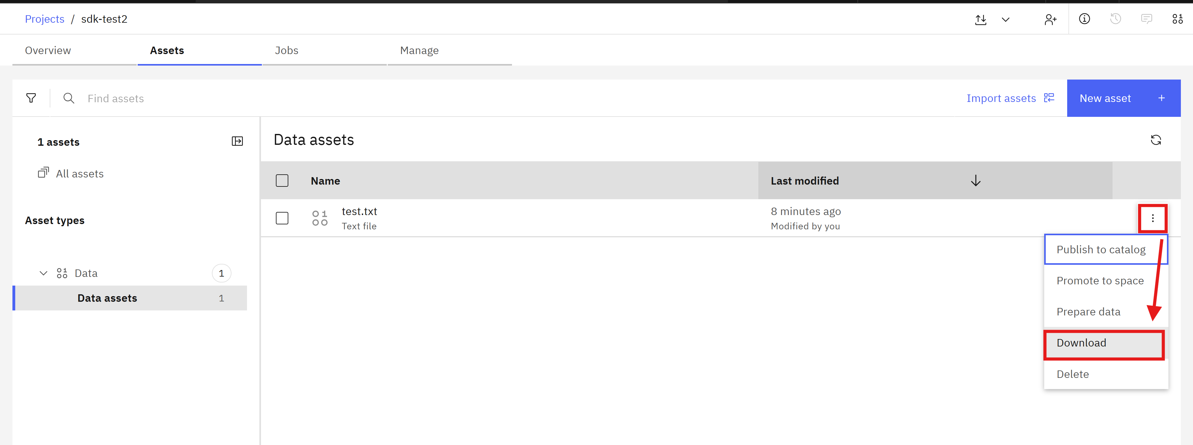 Screenshot of the File downloading in the UI