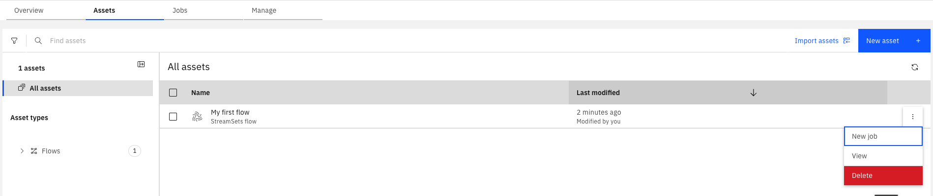 Screenshot of the flow creation page.
