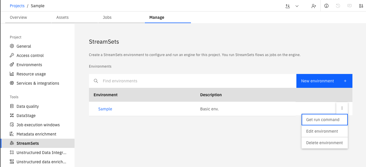 Screenshot of the Environment update form in the UI