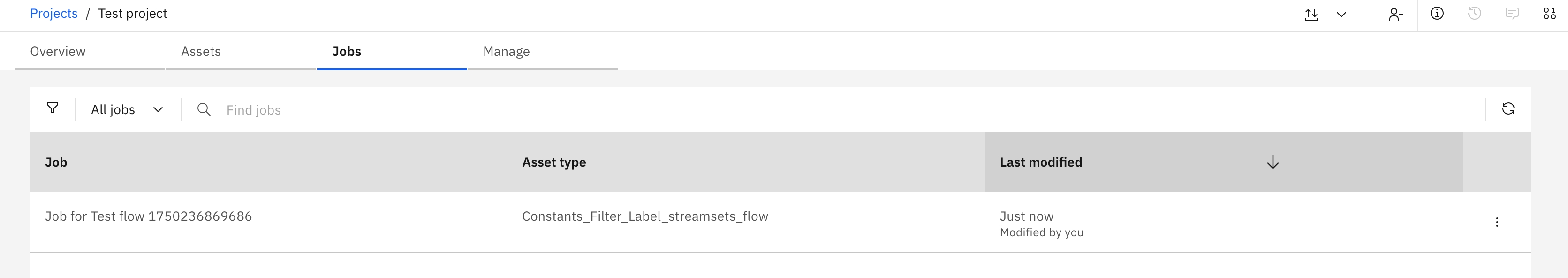 Screenshot of listing jobs