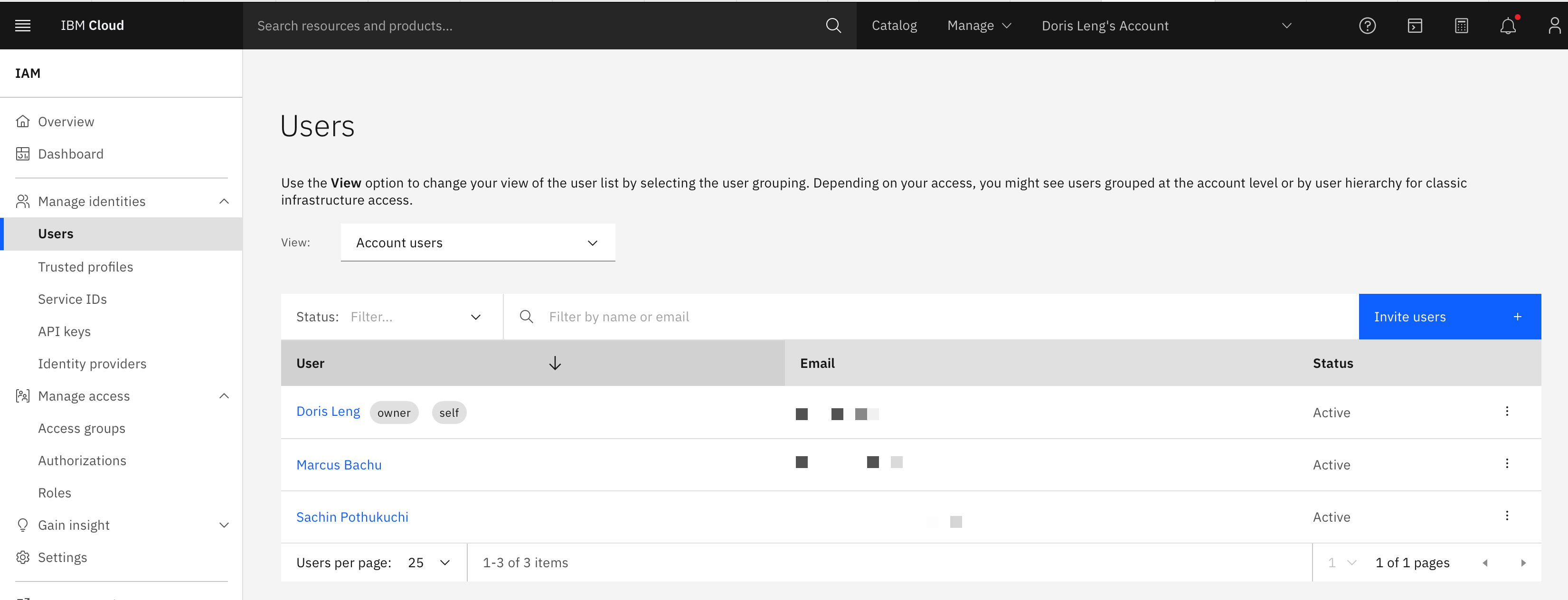 Screenshot of the User list in the UI - Step 2