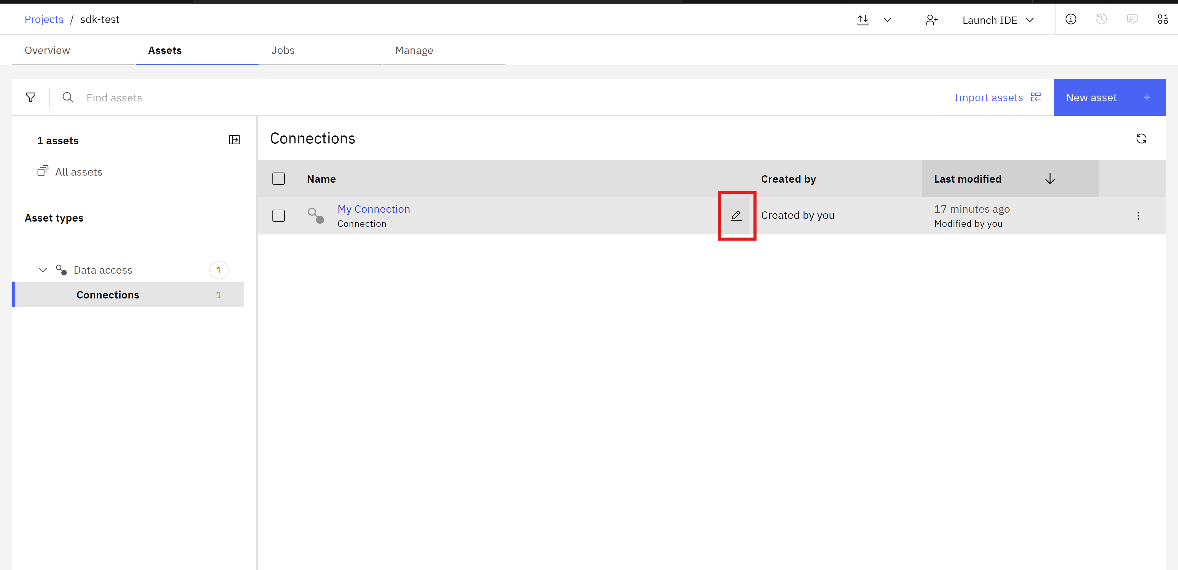 Screenshot of the Connection updating in the UI