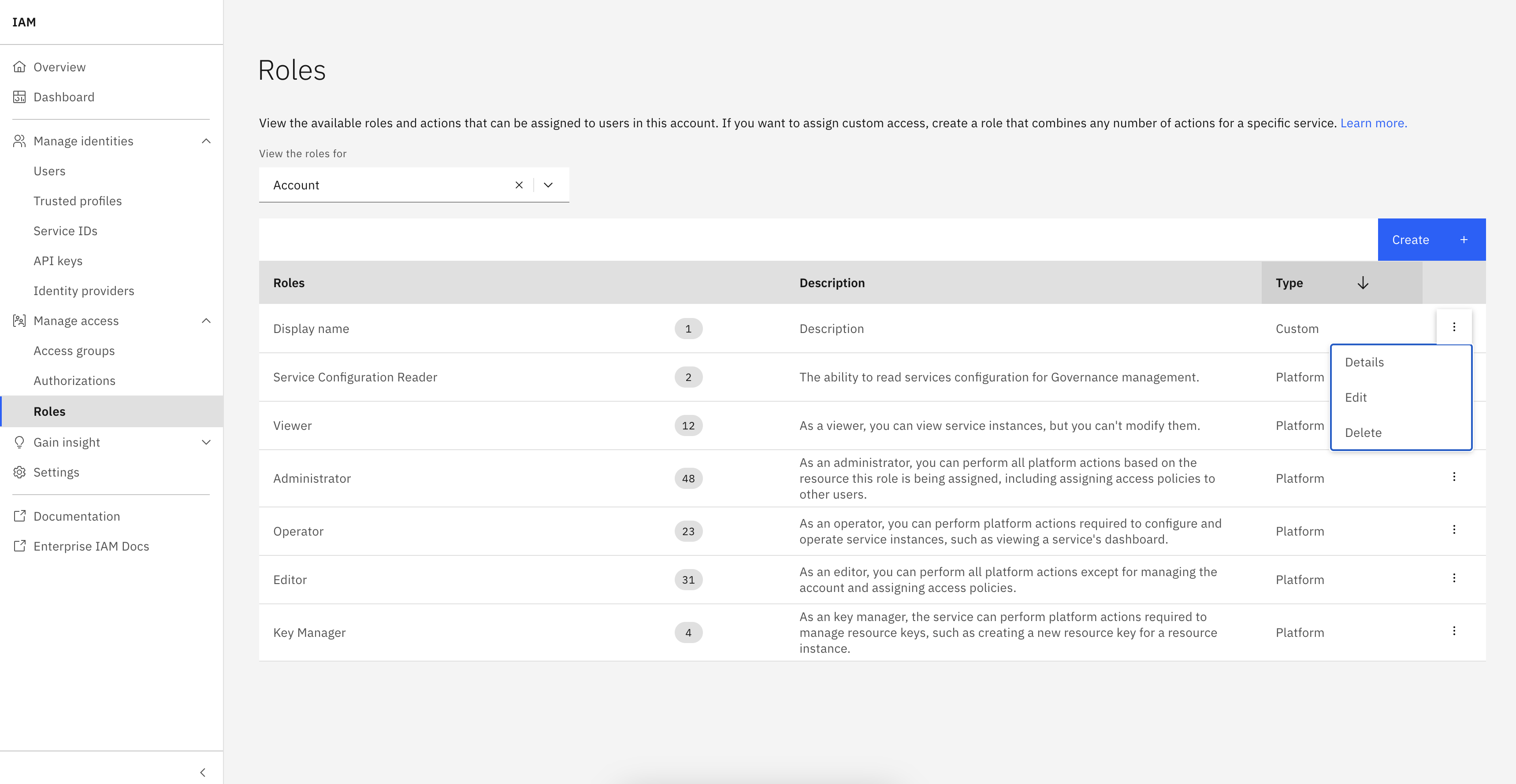 Screenshot of the Role update button in the UI