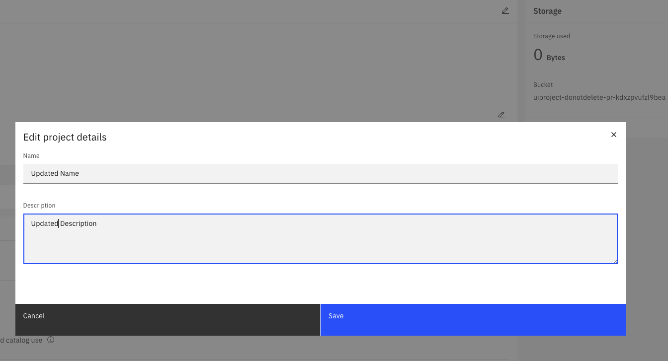 Updating a project via the UI