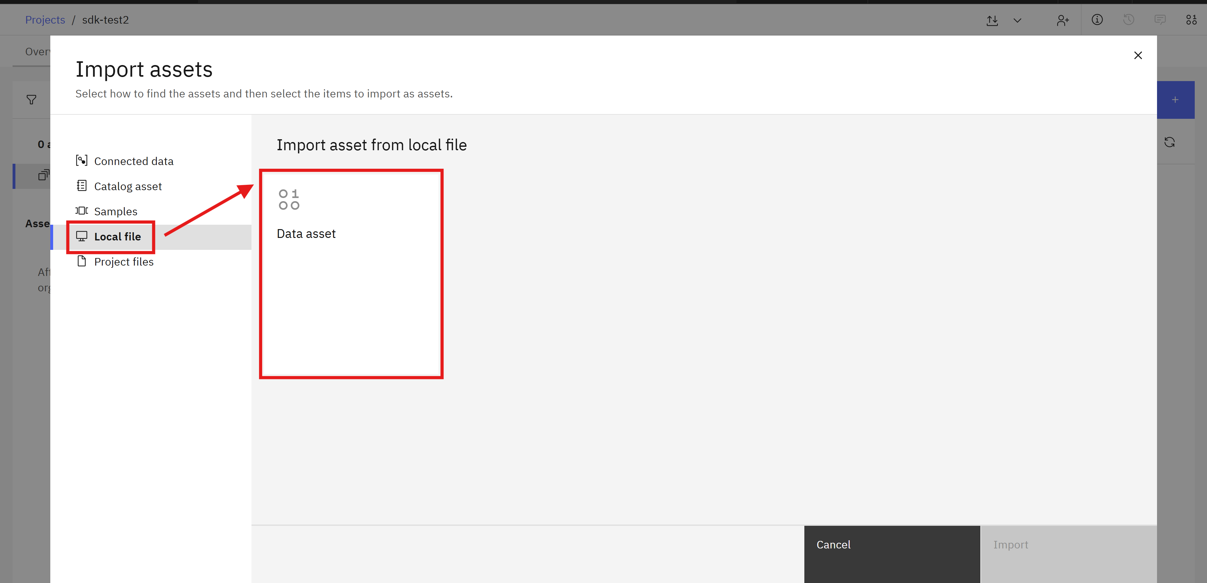 Screenshot of the File uploading in the UI - Step 2