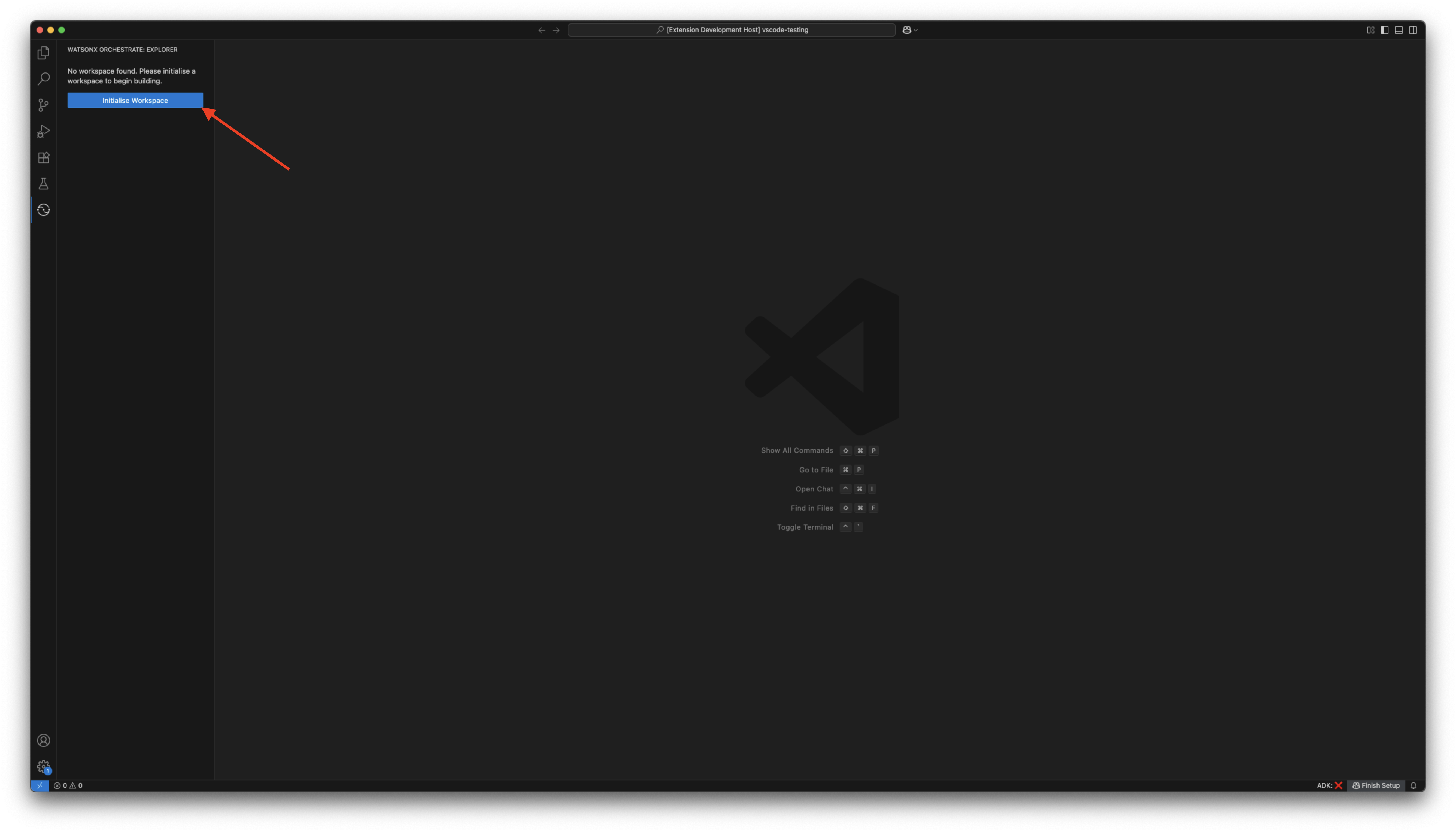 Workspace Setup Screen