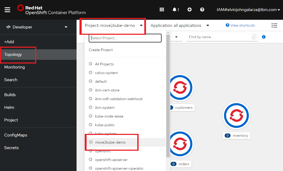 OpenShift Container Platform - Topology View