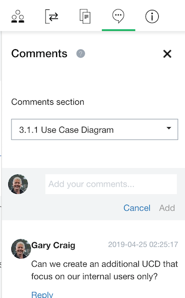 Comments panel