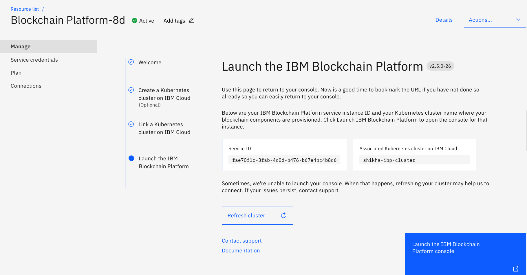 IBMブロックチェーン・プラットフォームの起動
