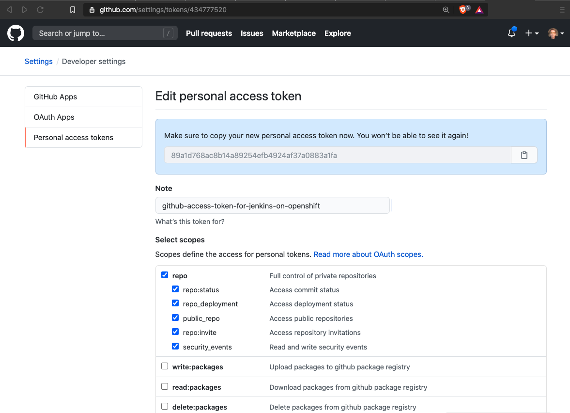 github personal access token 1