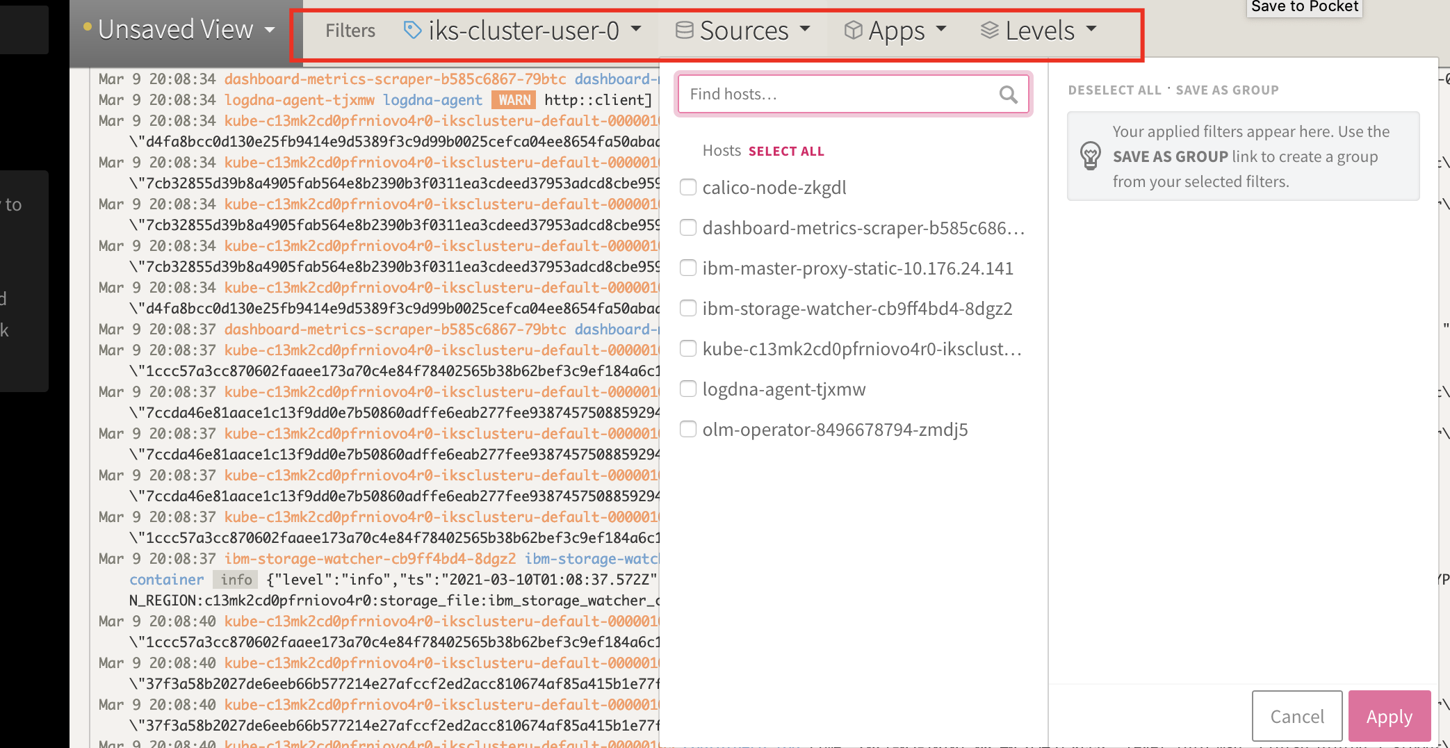 LogDNA filters