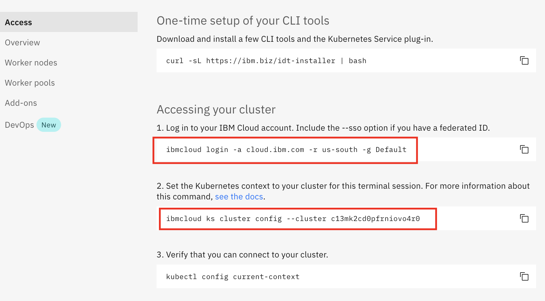 Access IKS Cluster