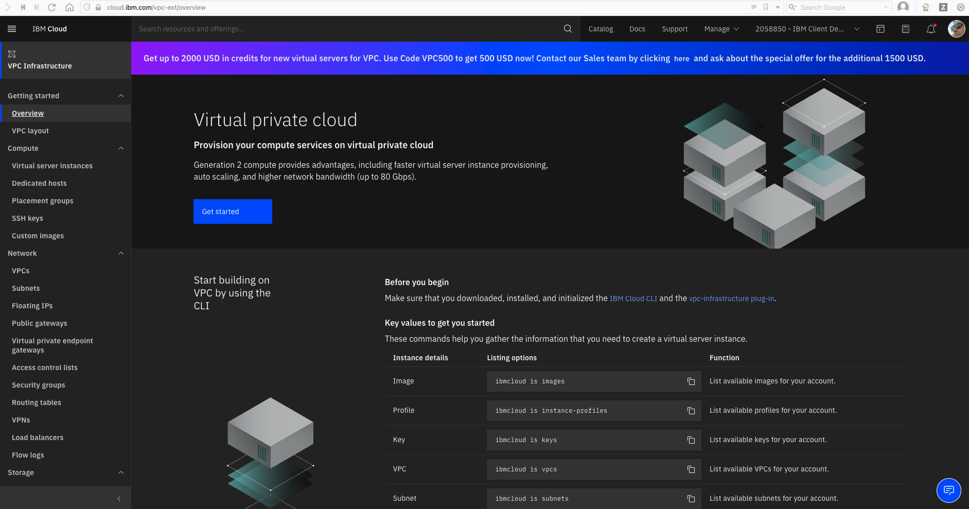 VPC dashboard