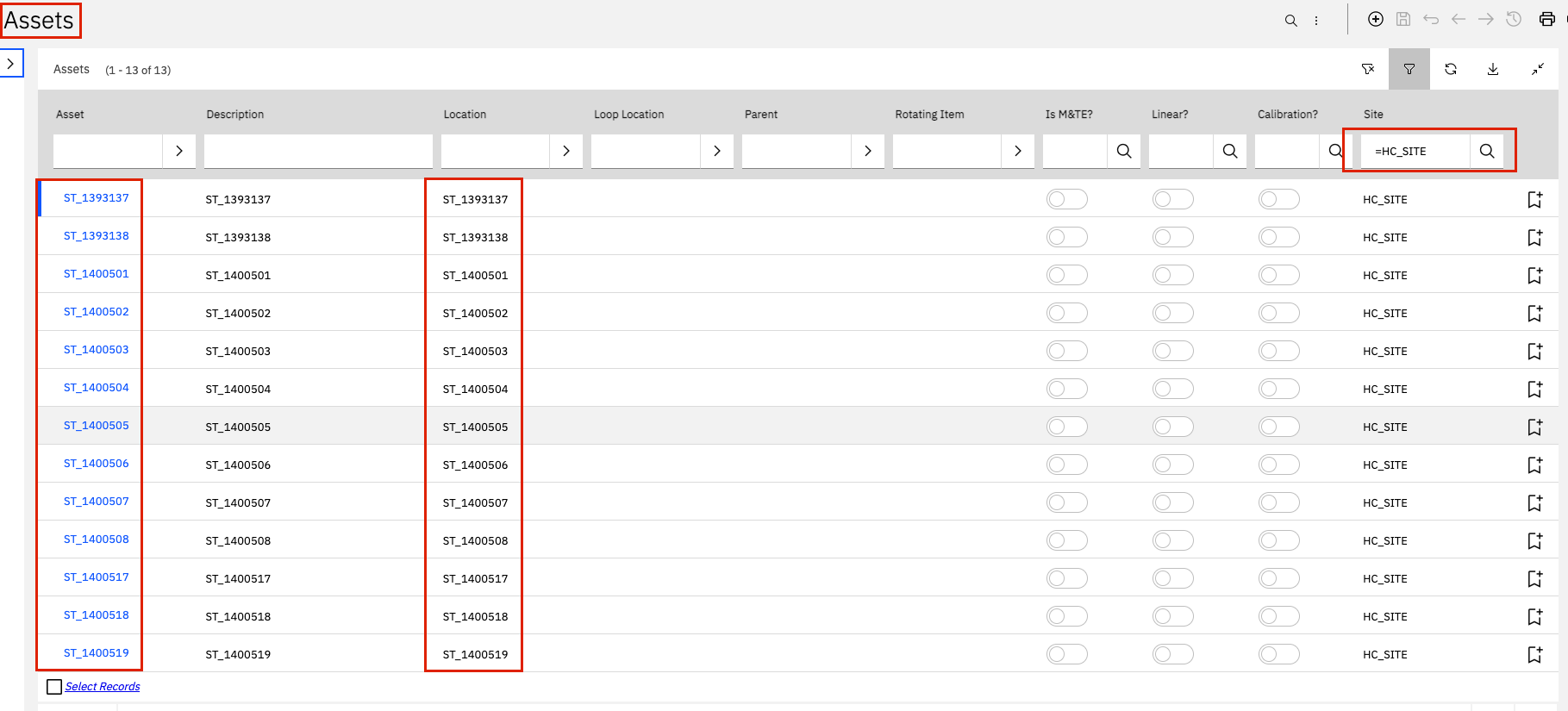 Asset List