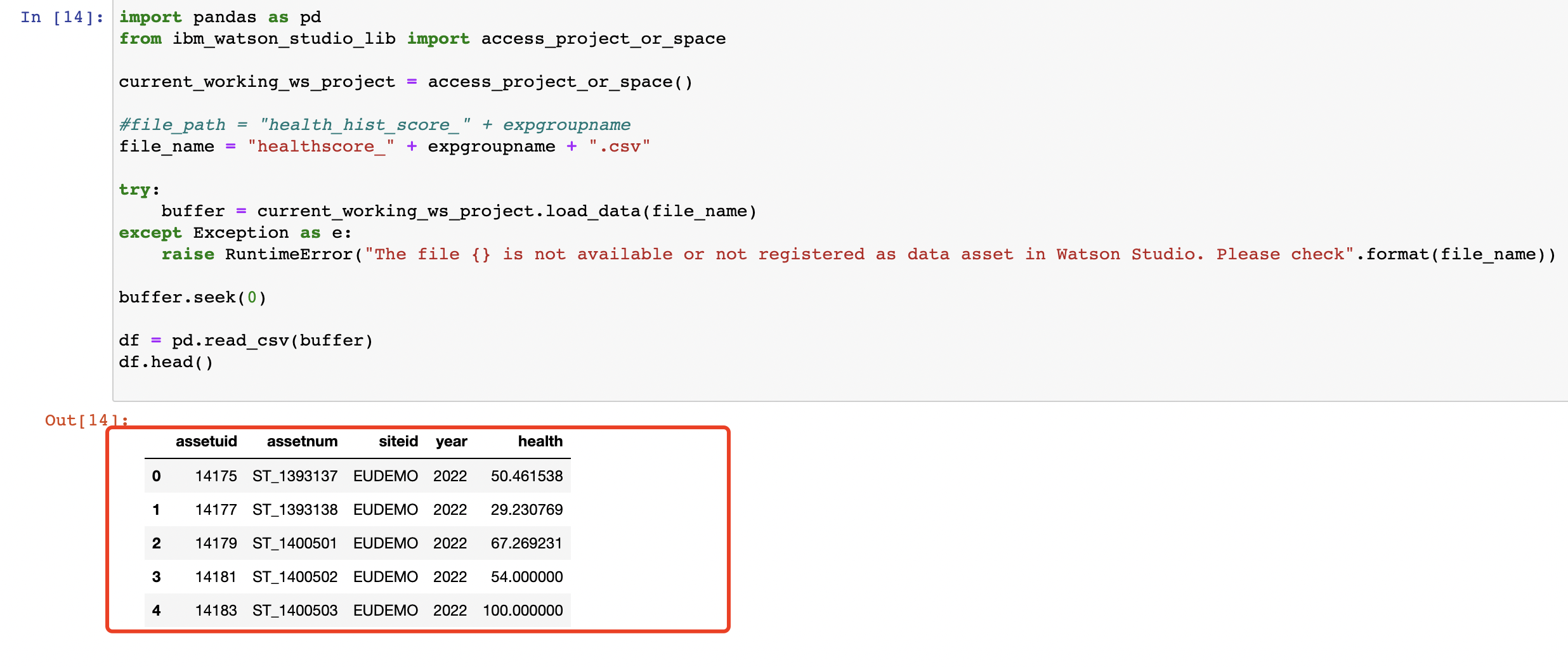 csv content