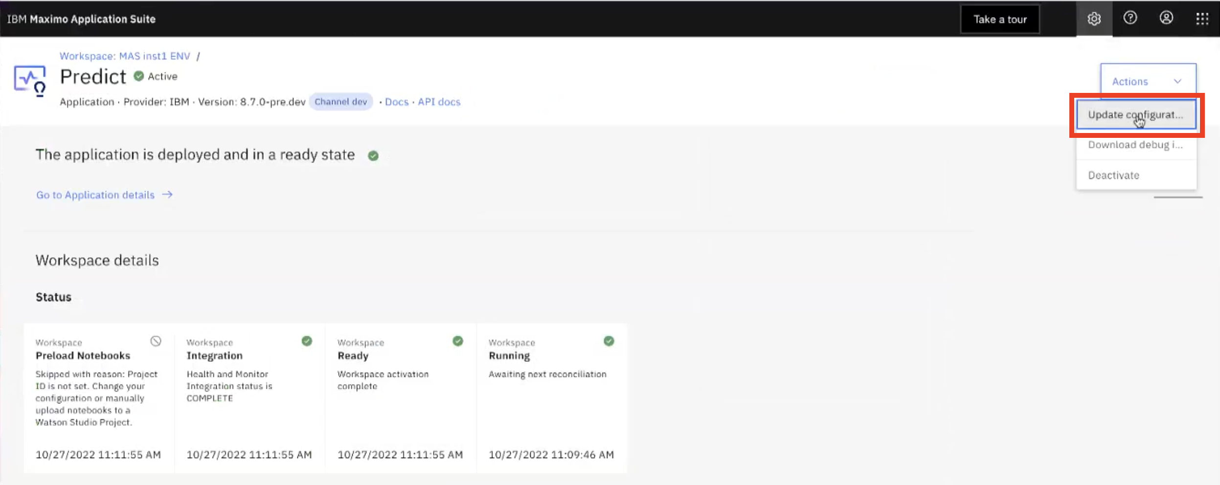 Update configurations