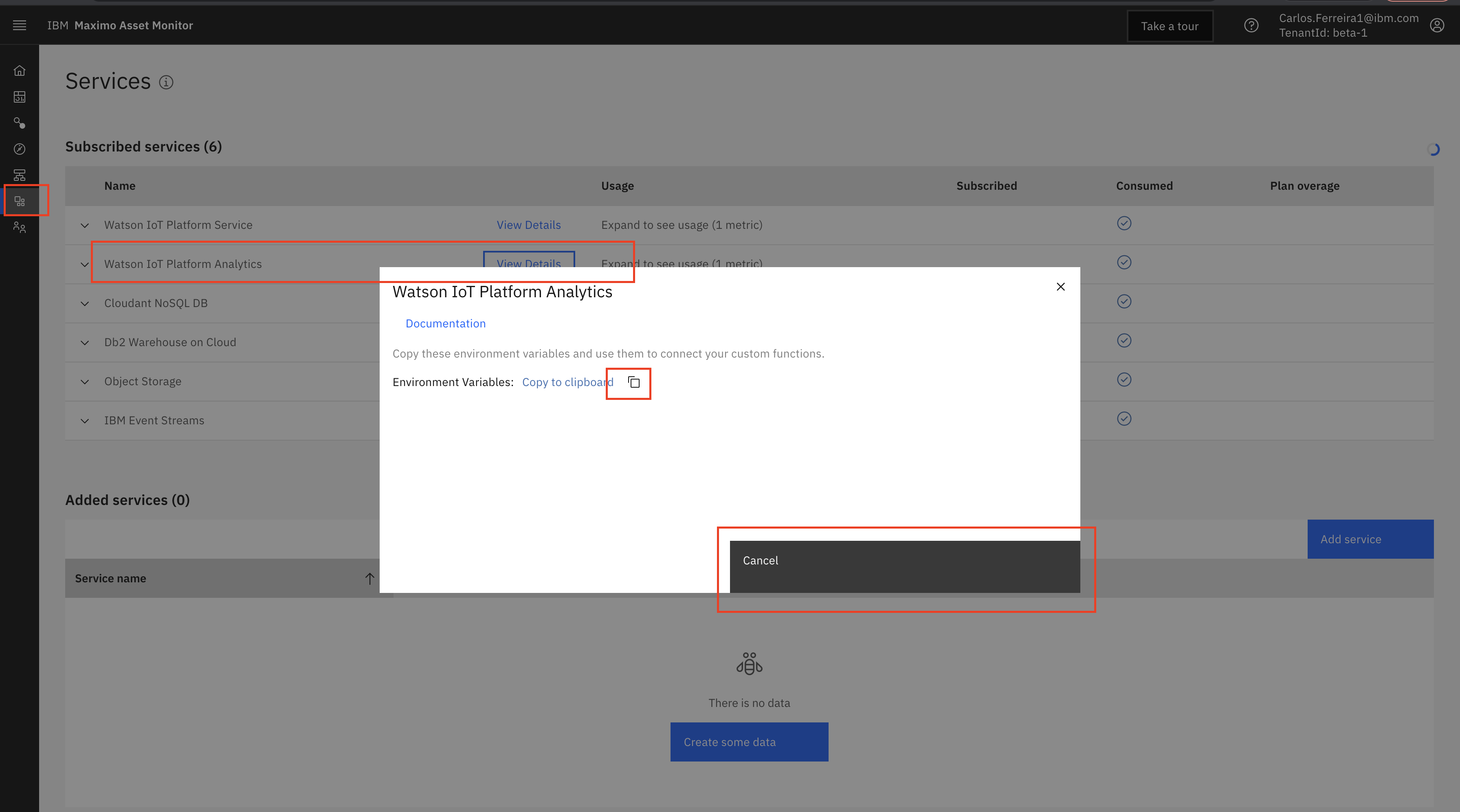 Copy Credentials for Analytics
