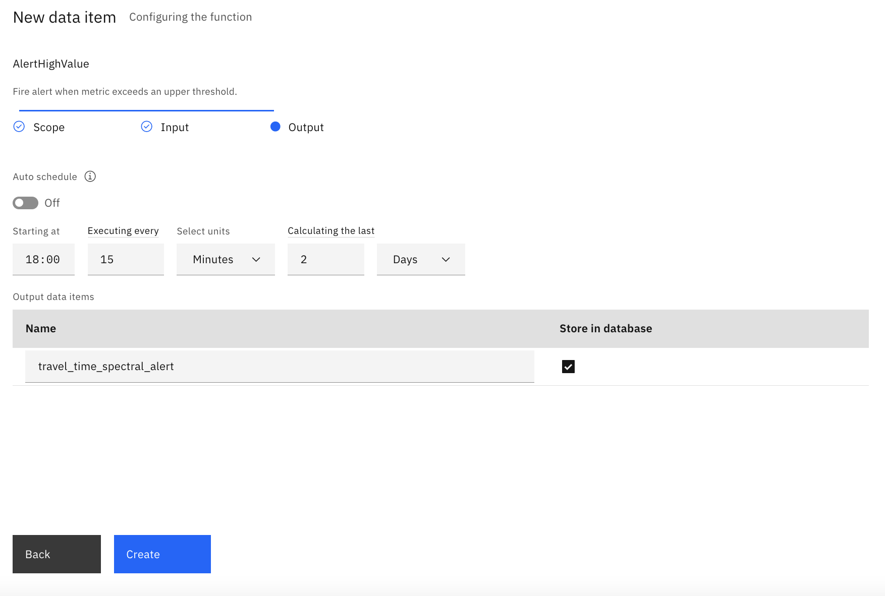 Configure alert schedule and look back period
