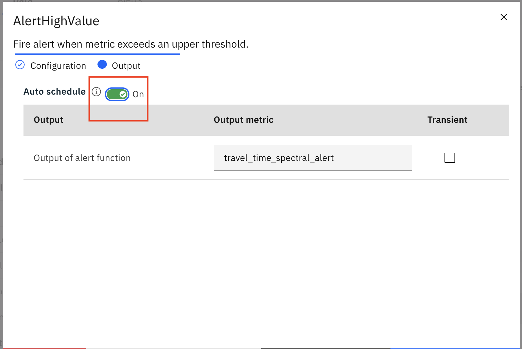 Toggle alert schedule and look back period view