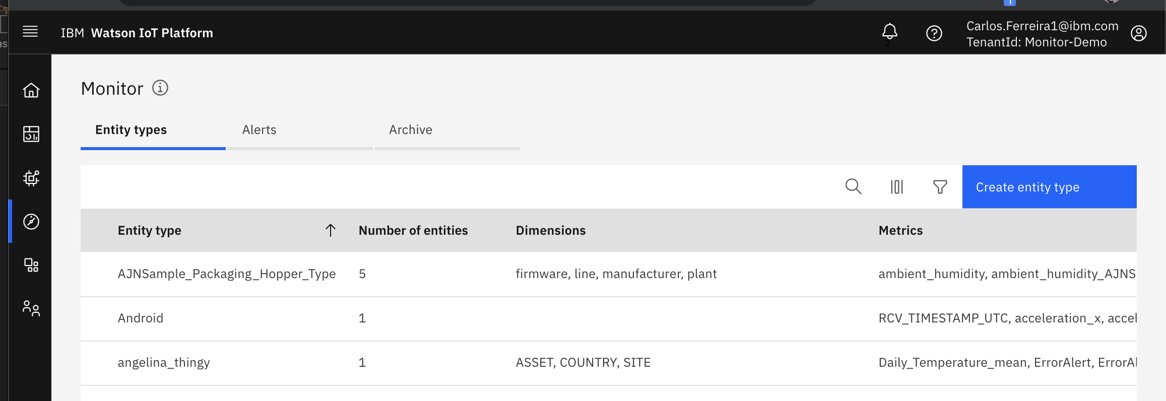Search Entity Types