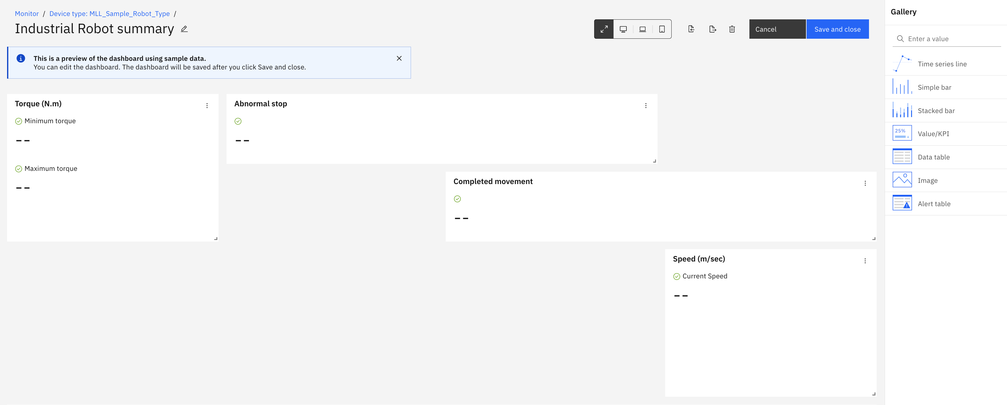 View Robot asset dashboard