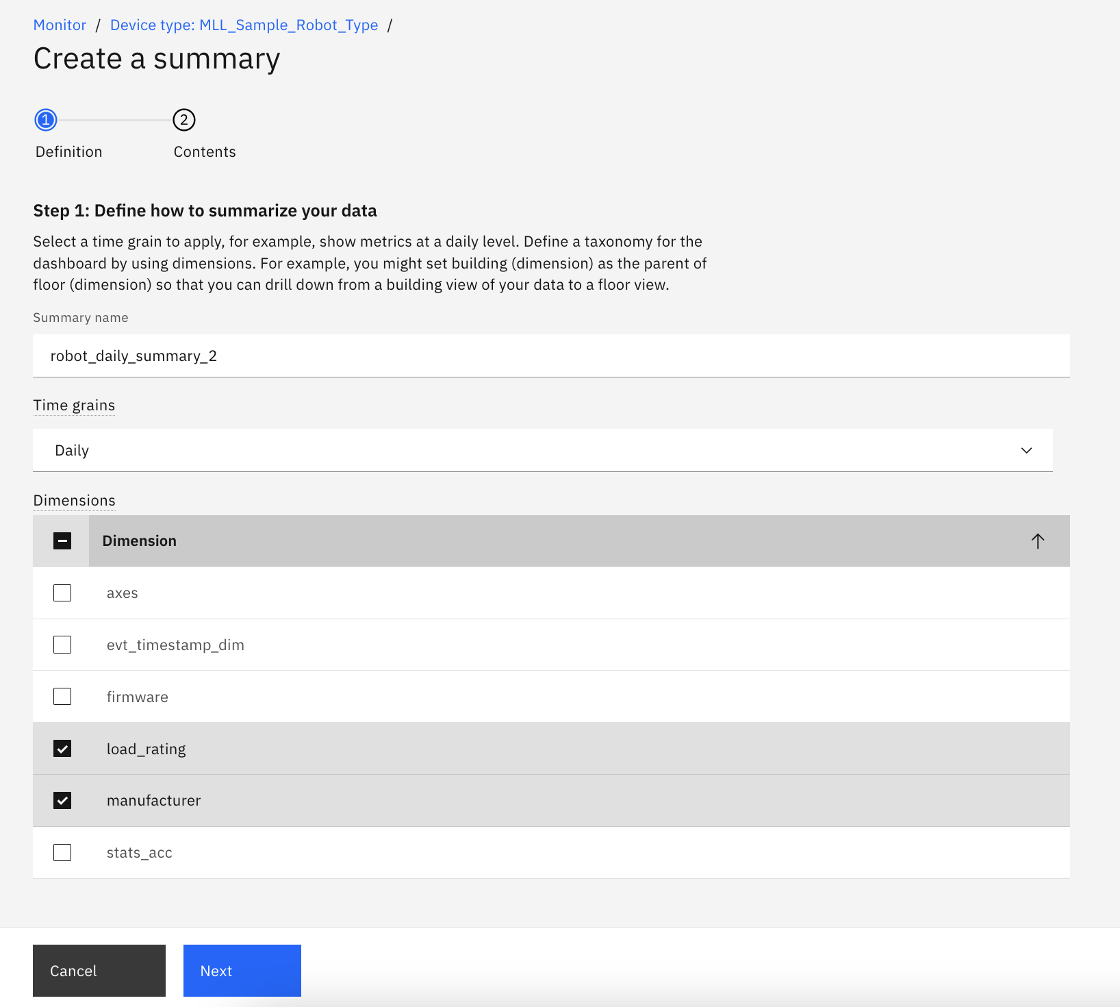 Define summary dashboard