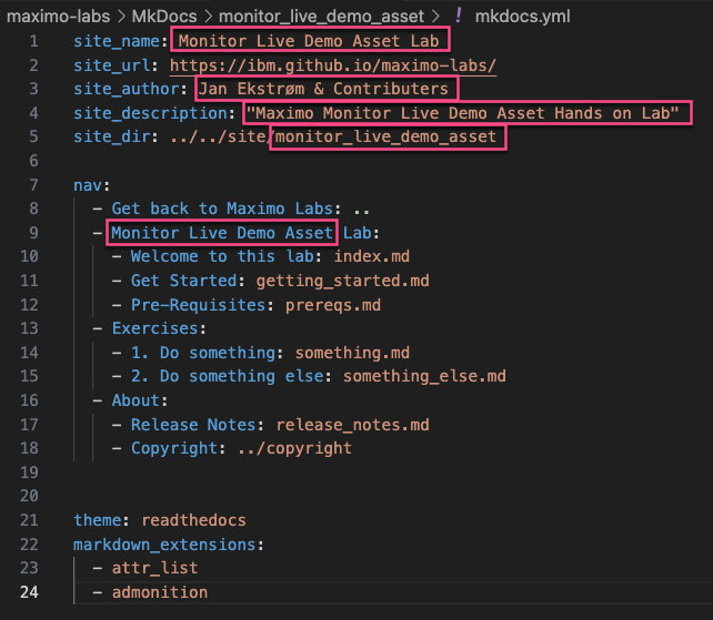 Edit mkdocs.yml