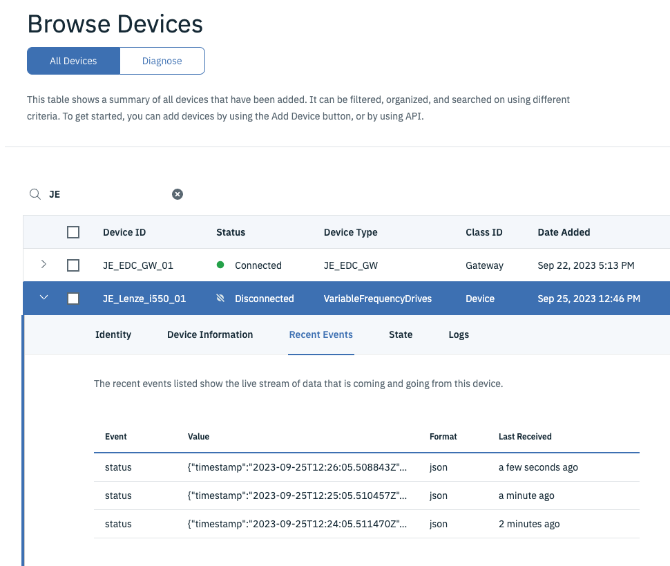 View device in Connect