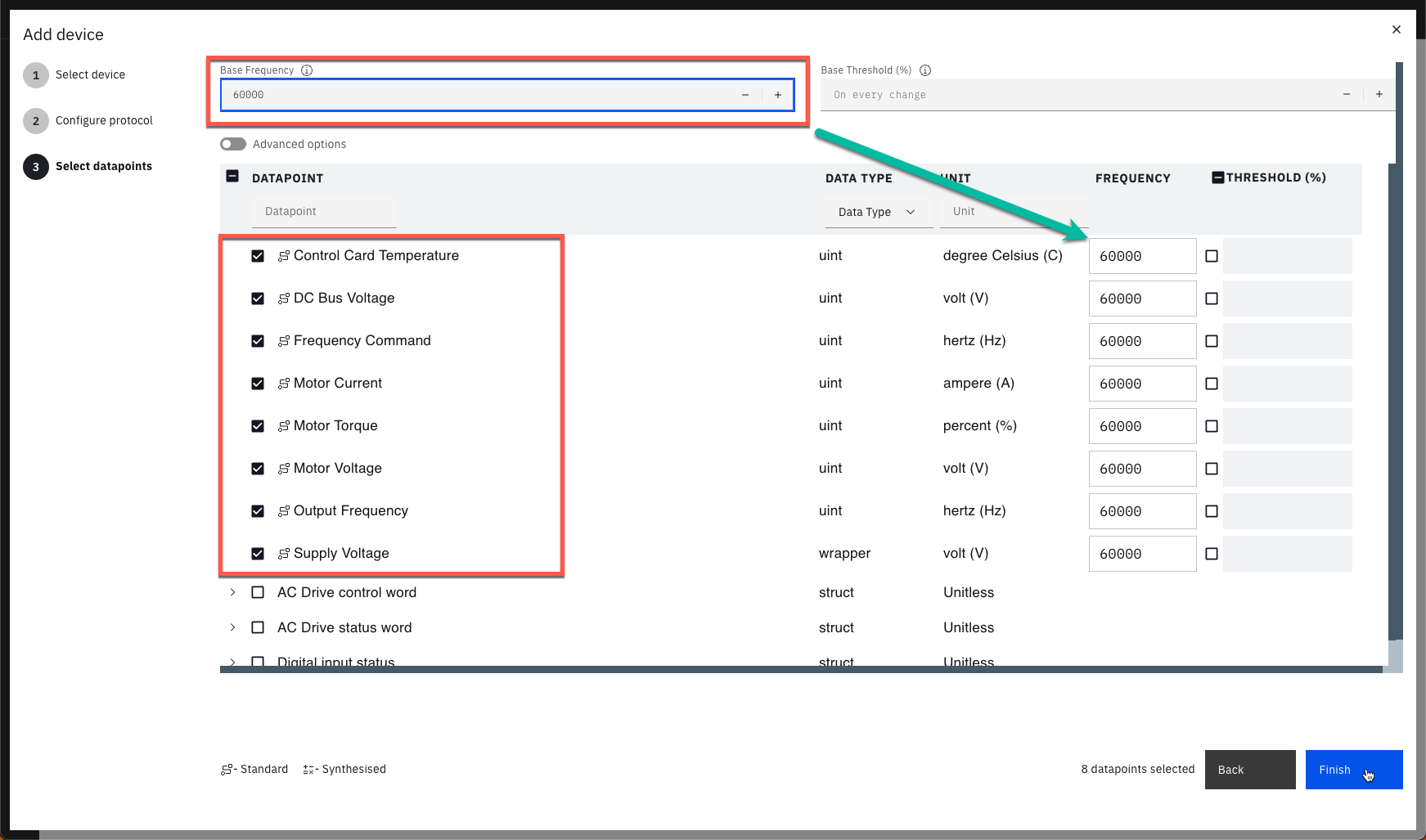 Select data points