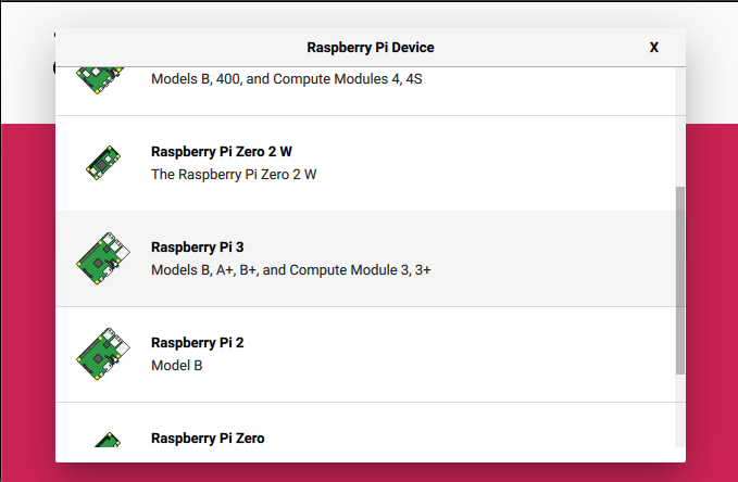 PI Software - Select device type