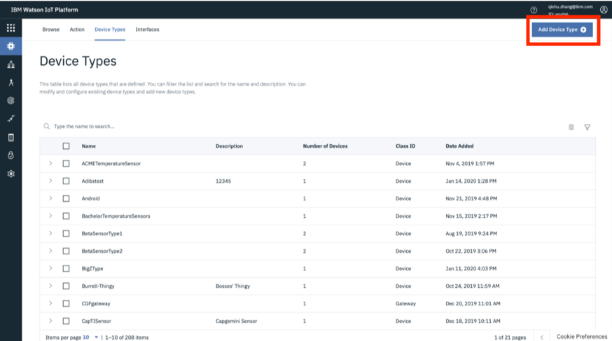 Devices Types Tab