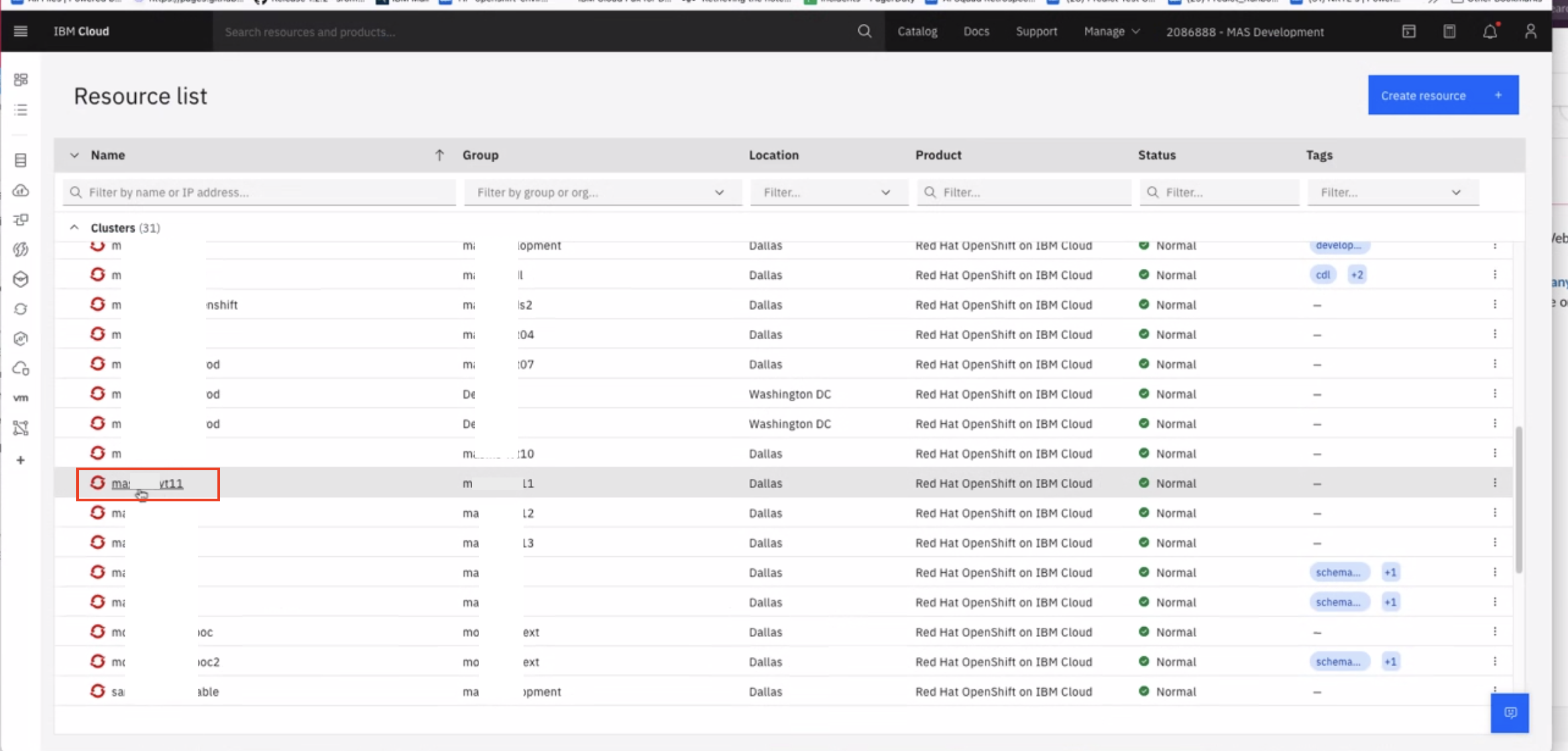 Choose Cluster Resource