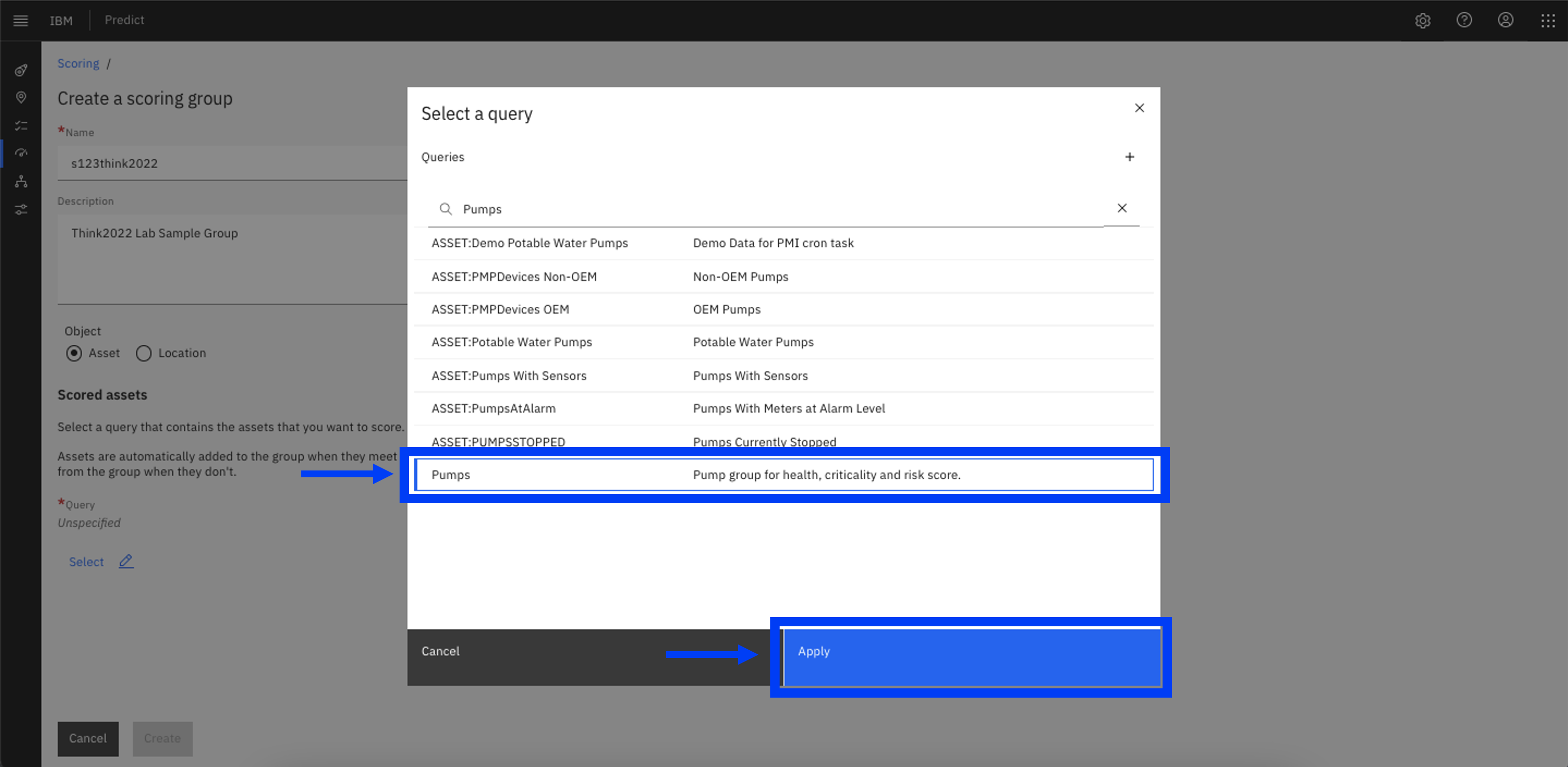 Select pumps query