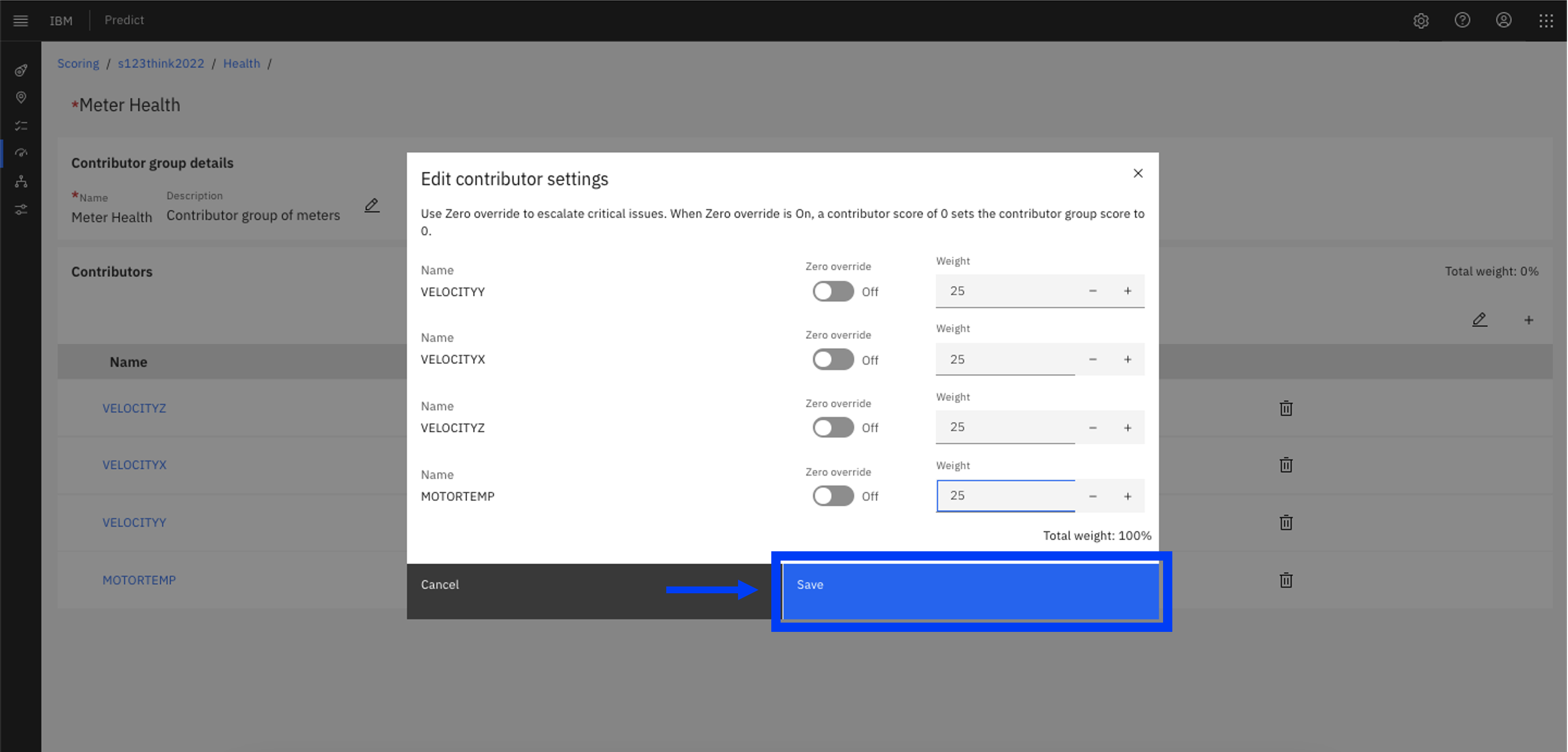 Adjust contributor weight