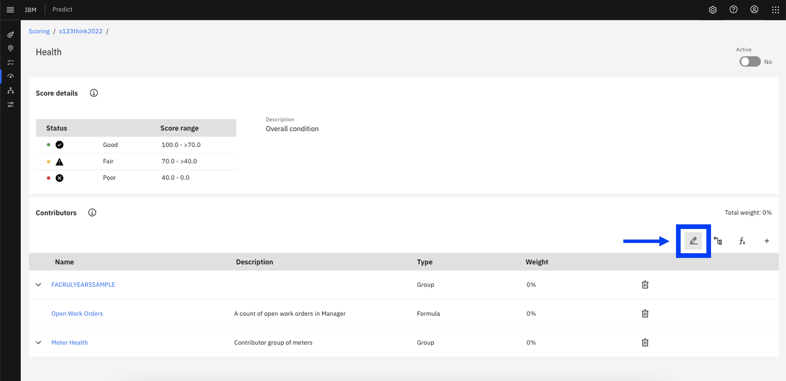 Edit overall health score contributors