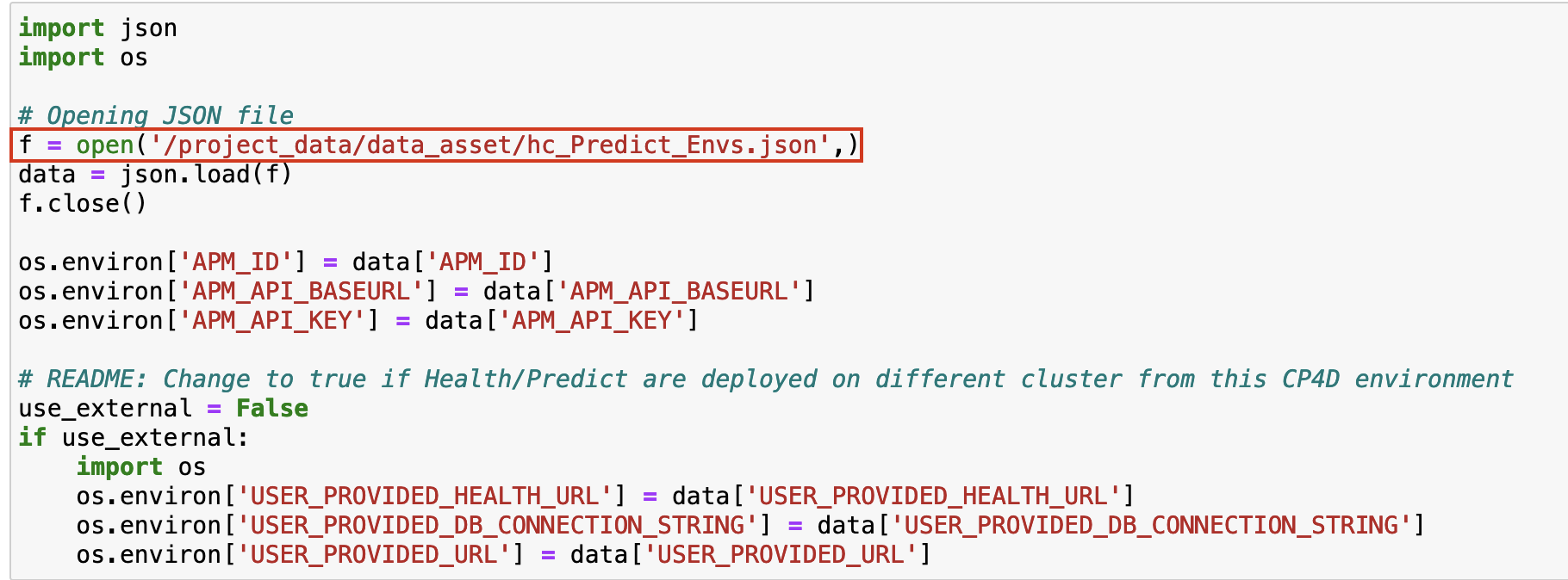 Environment JSON