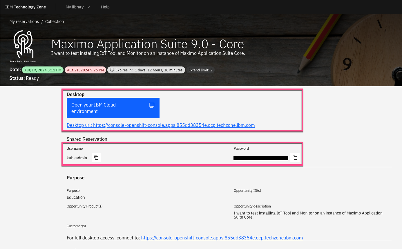 Reservation OpenShift Login Details