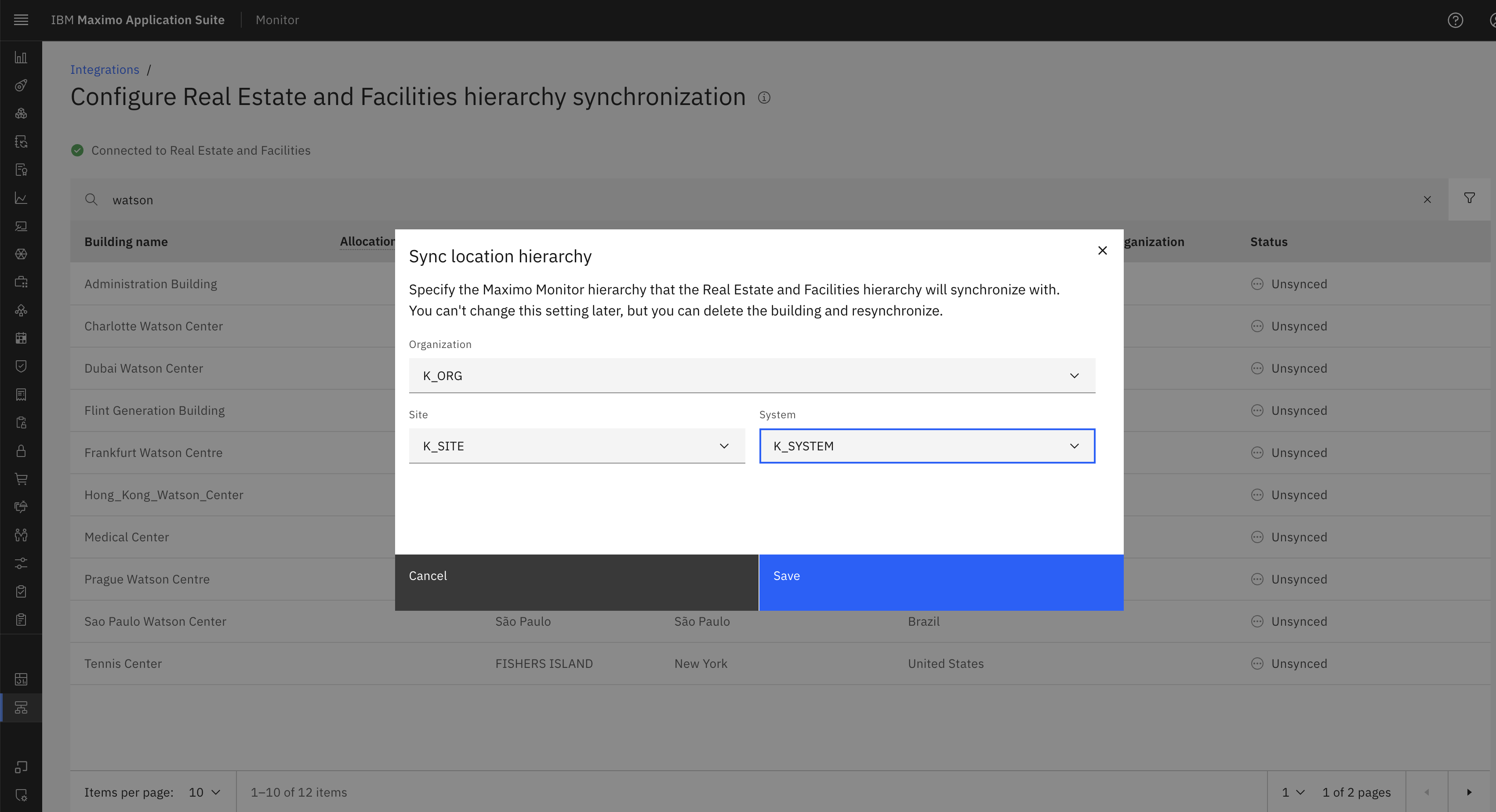 sync location hierarchy popup