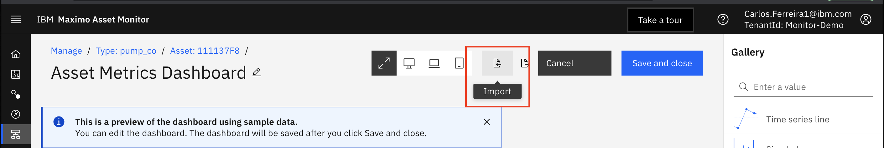 import dashboard json