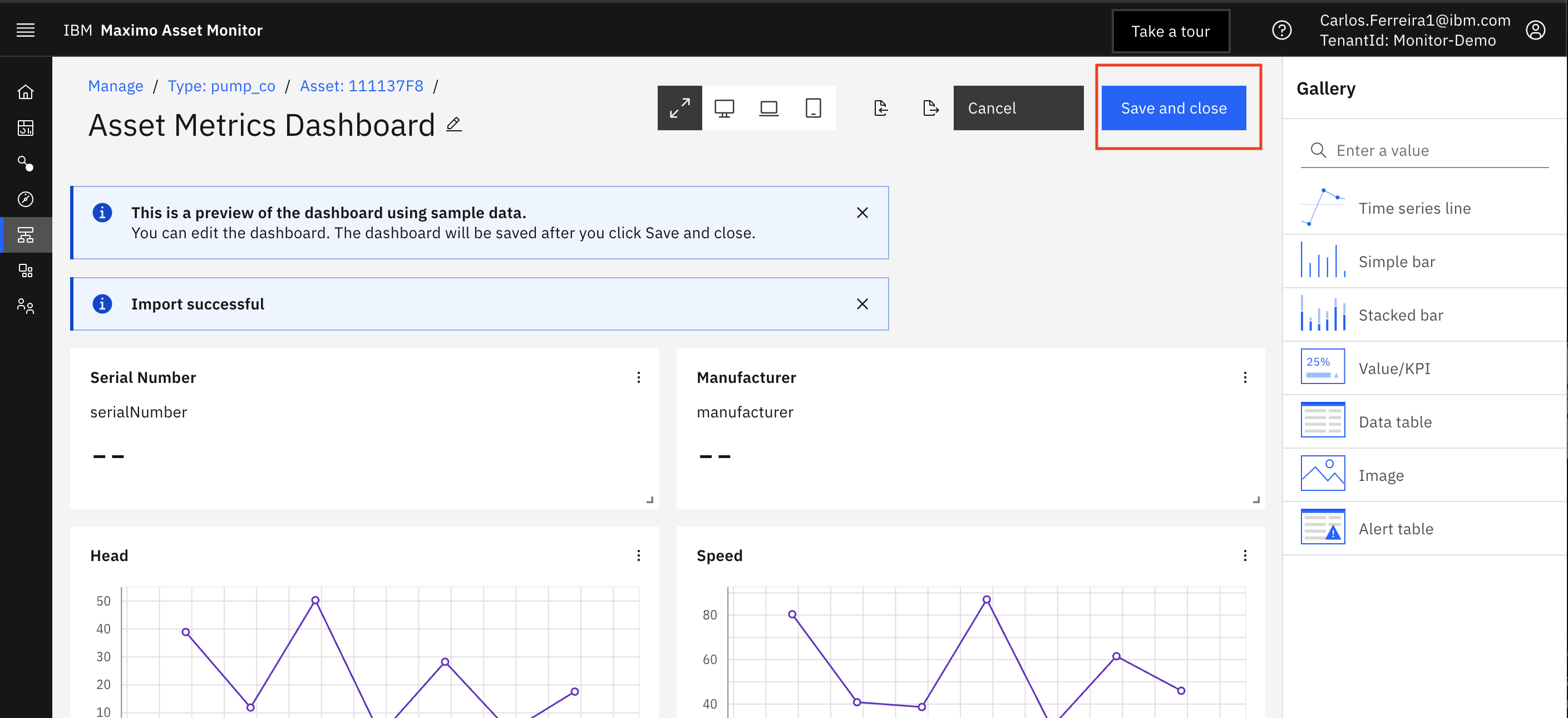 save asset dashboard