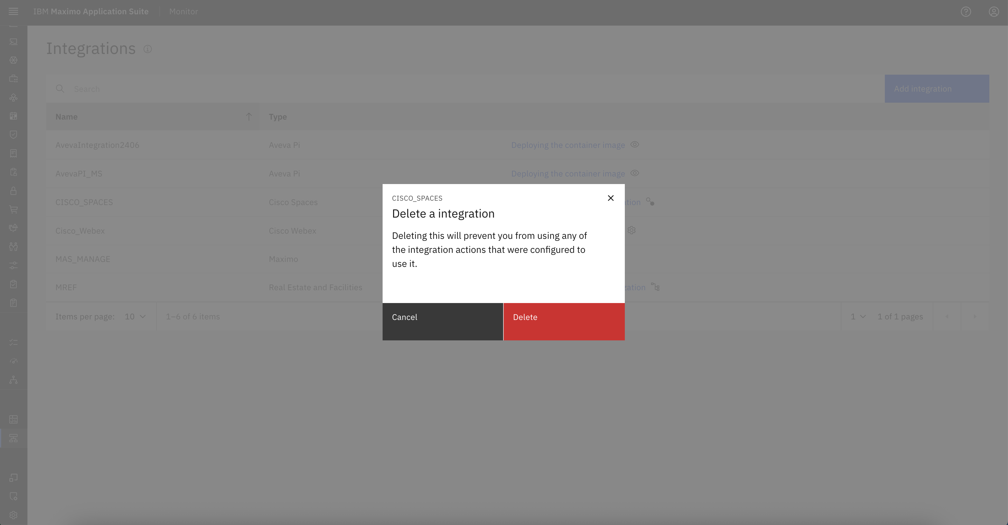 Delete Cisco Integration2