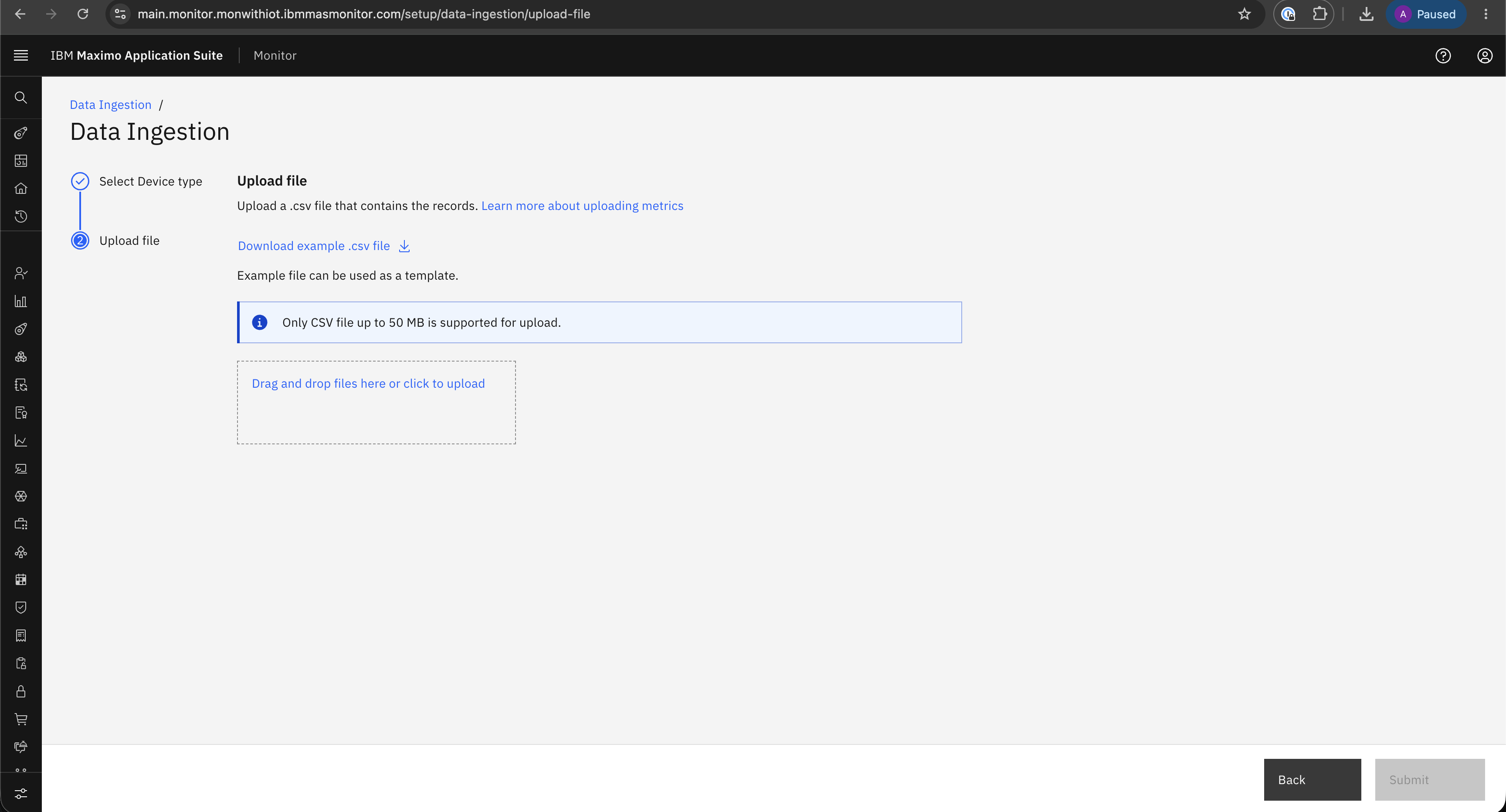 Click on Upload CSV