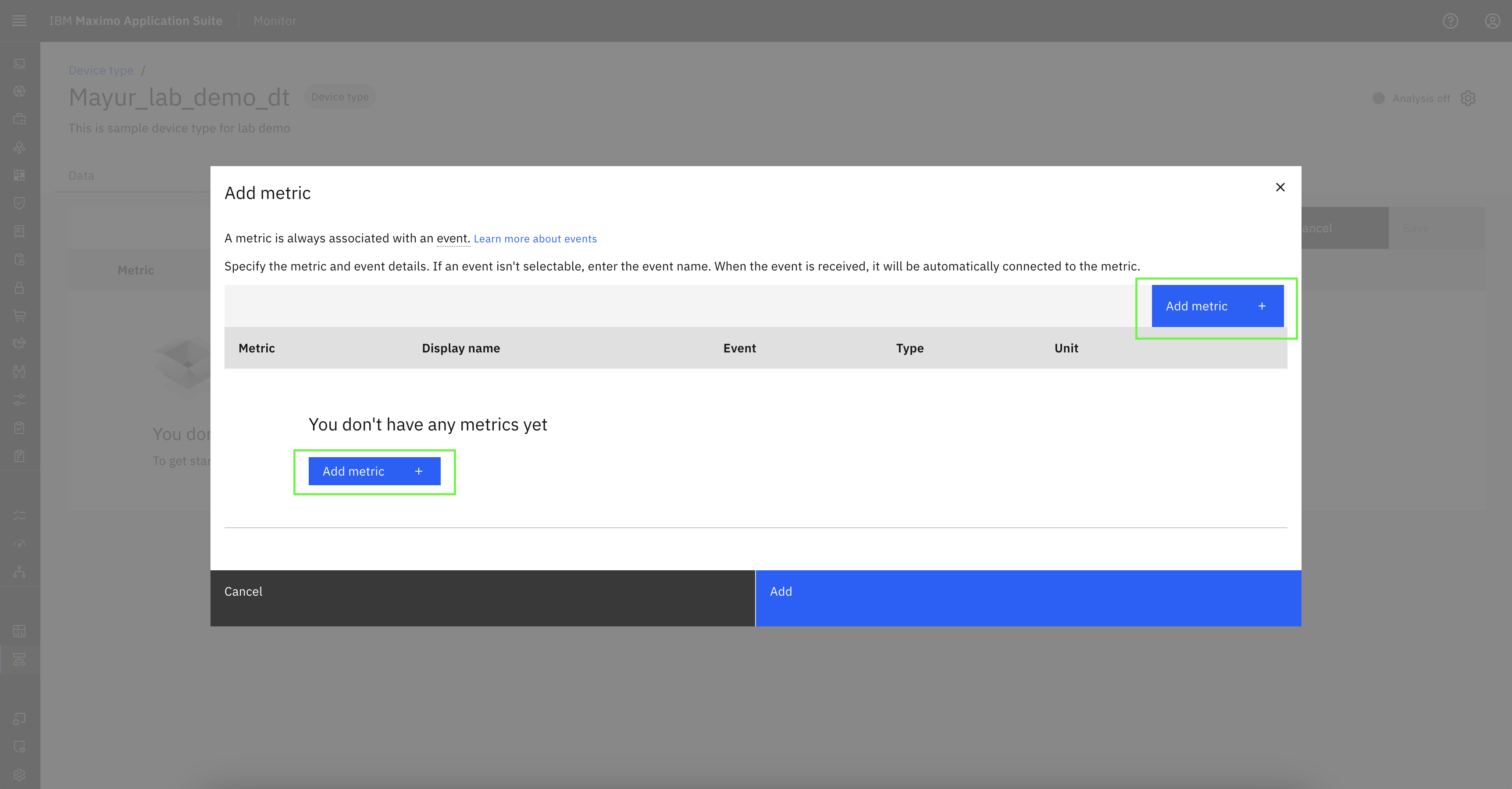 2. Metrics in Device Type - Device and device type setup