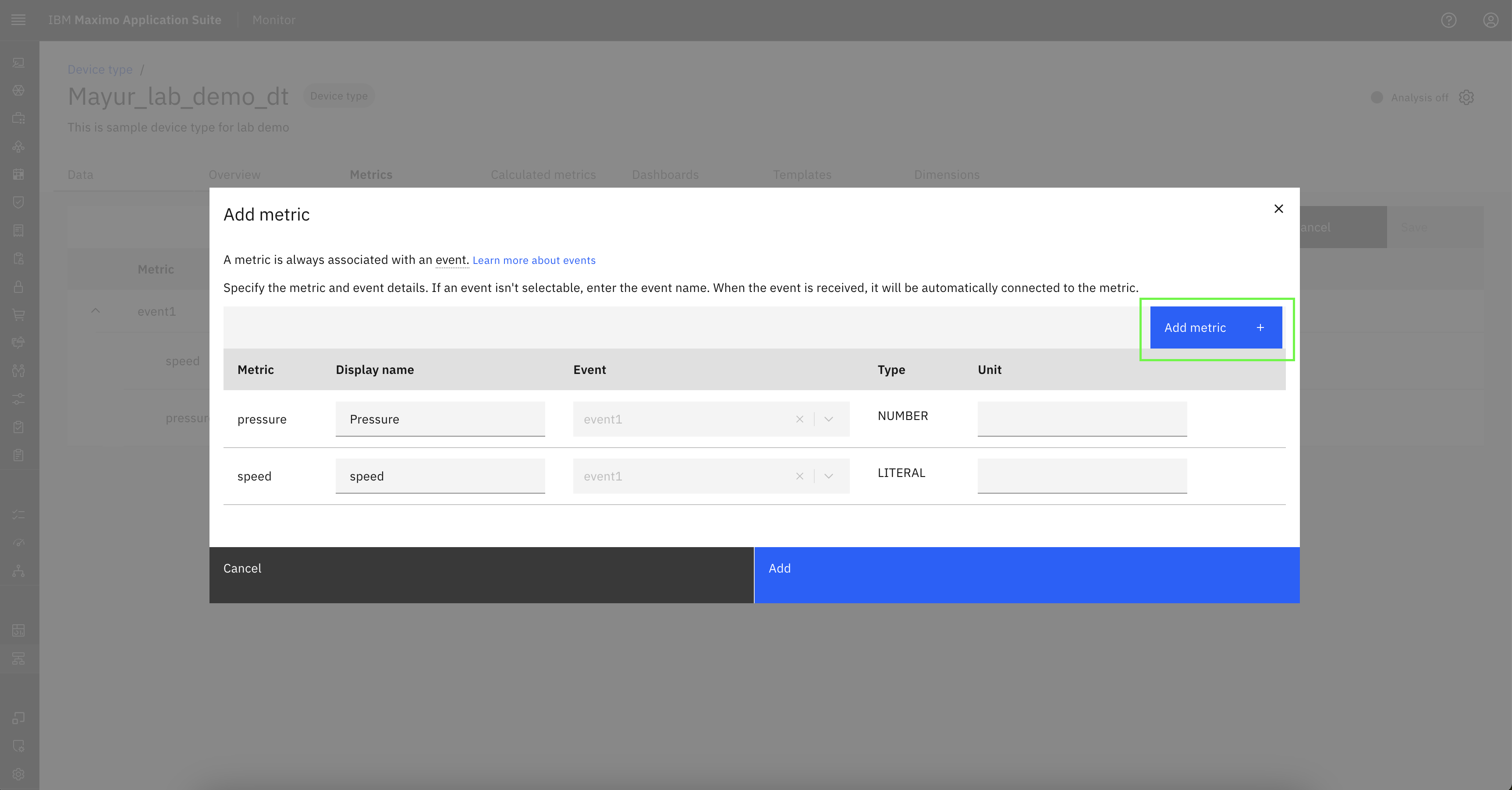 2. Metrics in Device Type - Device and device type setup