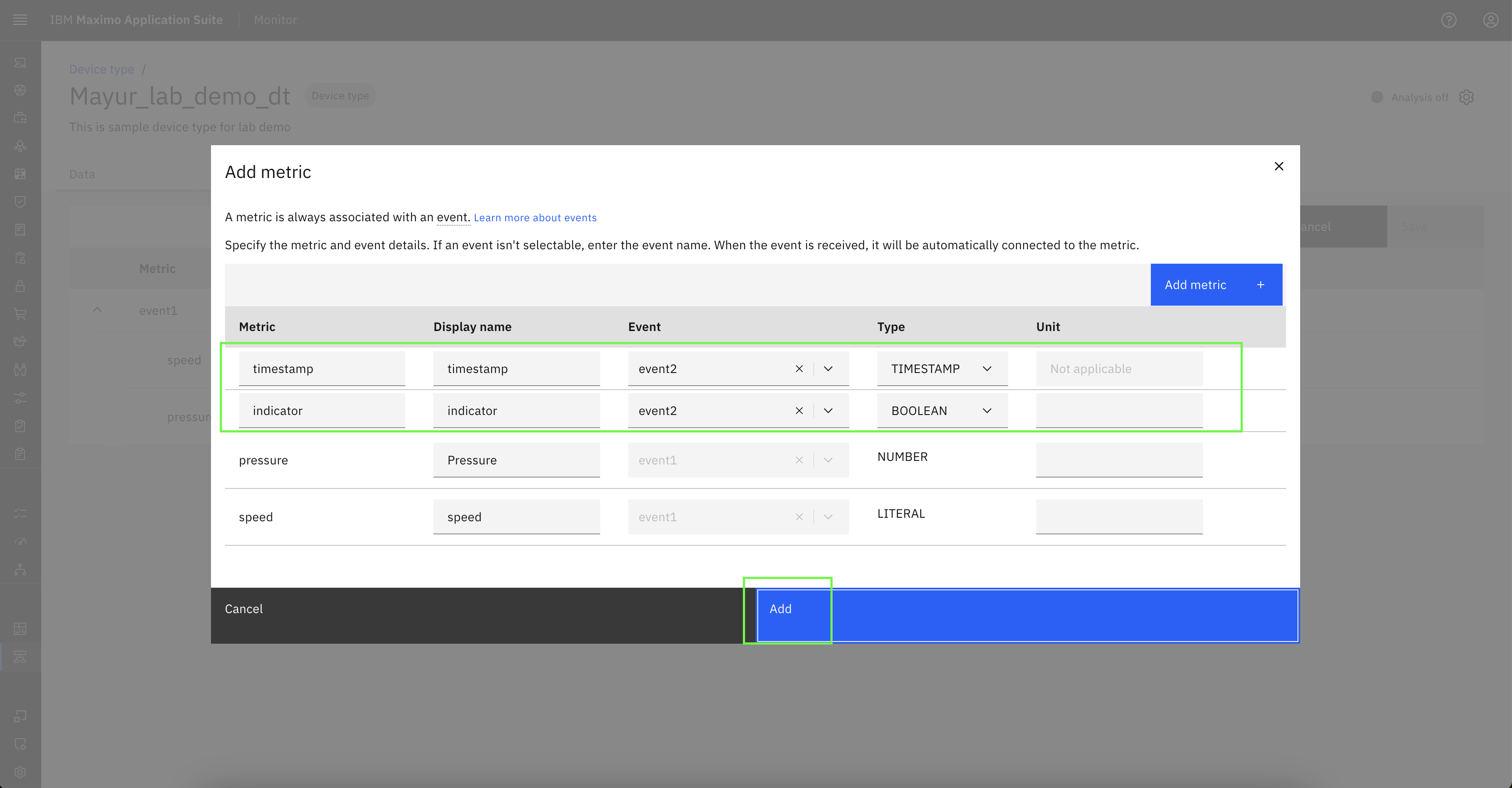 2. Metrics in Device Type - Device and device type setup