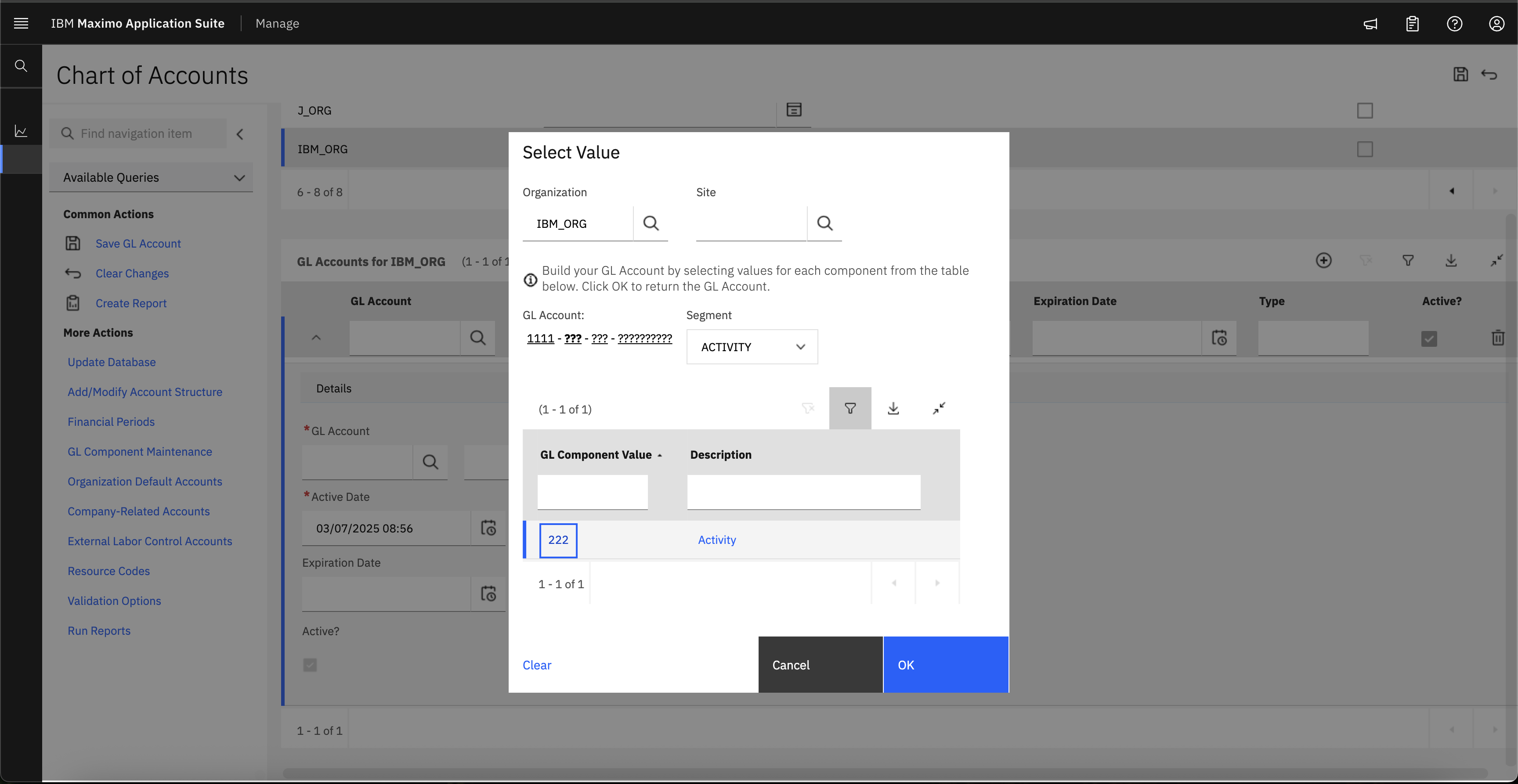 Select GL Account Segment